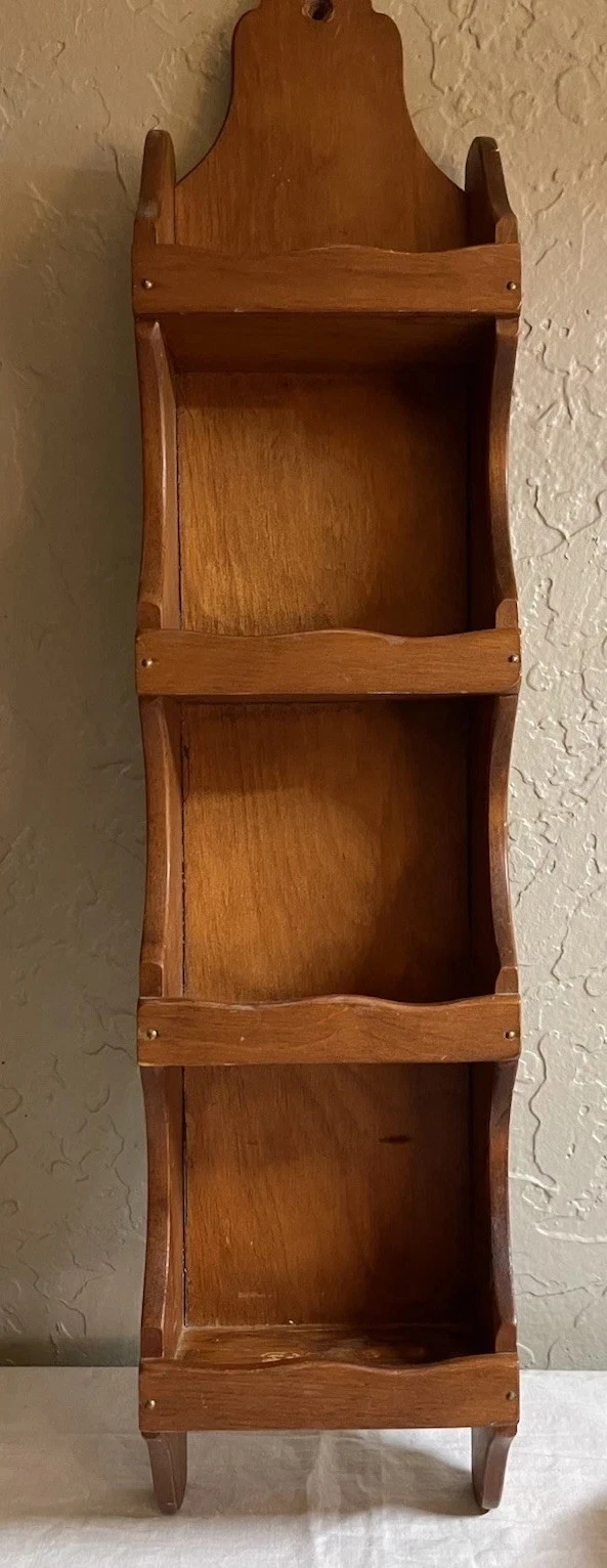 Vintage Wood Wall Mounted 4-Tier Open Face Wall Shelf, Brown