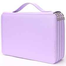 Colored Pencil Holder - 200 Slot Deluxe PU Leather Pencil Case with Zipper Cl...