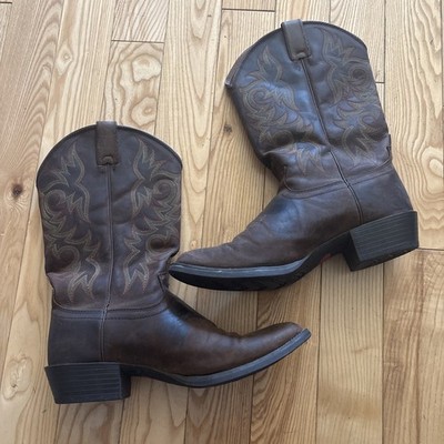 Justin 2551 Stampede Huck Brown Leather Cowboy BOOTS Mens Size 12.5 D