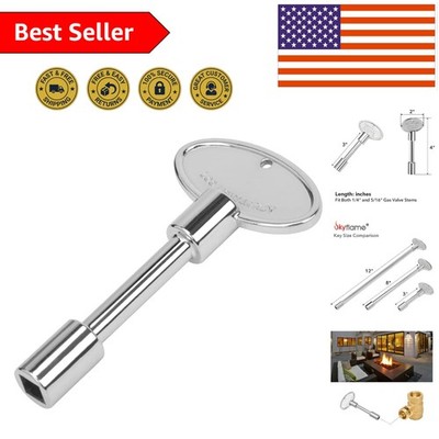 Universal Polished Chrome Gas Valve Key - Perfect for Fire Pits & Fireplaces