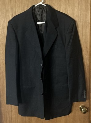Milano Galleria Super 100 Black Wool Coat Blazer W/ Vest Australian Merinos