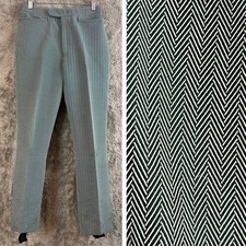 Vintage Roffe Ski Pants Green Herringbone Print Size 25 Waist 70s Stirrups