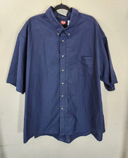 Red Kap Work Shirt Mens 4XL Short Sleeve Navy Blue Poplin Industrial Button Up