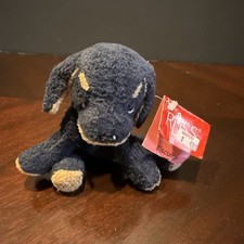 0568  Russ Luv Pets Dog Plush Biscuit Rottweiler Dachshund Toy Tags Black Brown