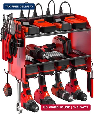 CCCEI Modular Power Tool Organizer Wall Mount with Charging Station. Garage Dril
