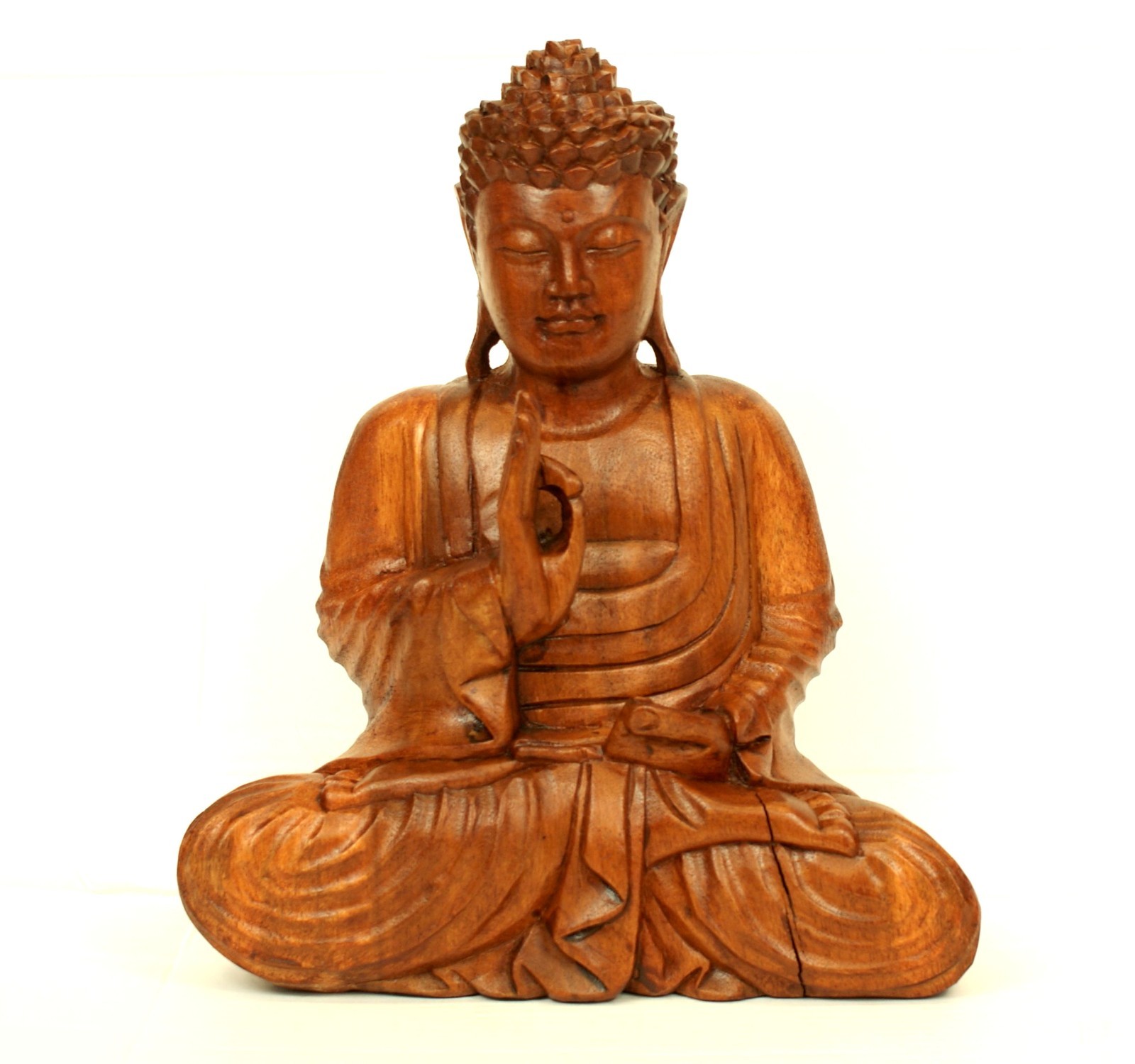 32cm Wooden Vitarka Mudra Buddha Statue Hand Carved Gift Idea Home CLEARANCE C