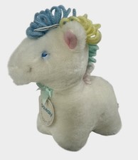 Eden Toys Squeaky Horse Plush Off White Pastel Rainbow Baby Mane Vtg Nwt 10536