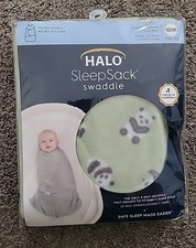 NEW Halo SleepSack Swaddle Newborn Fleece Green Pandas TOG 3.0 NB 0-3 Mths