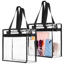 Clear Bag for Stadium Events Approved, 12x6x12 Large Transparent Tote Black