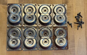Lot of 8 VTG Metal Mounting Plates for Furniture Legs GERBER & some screws
