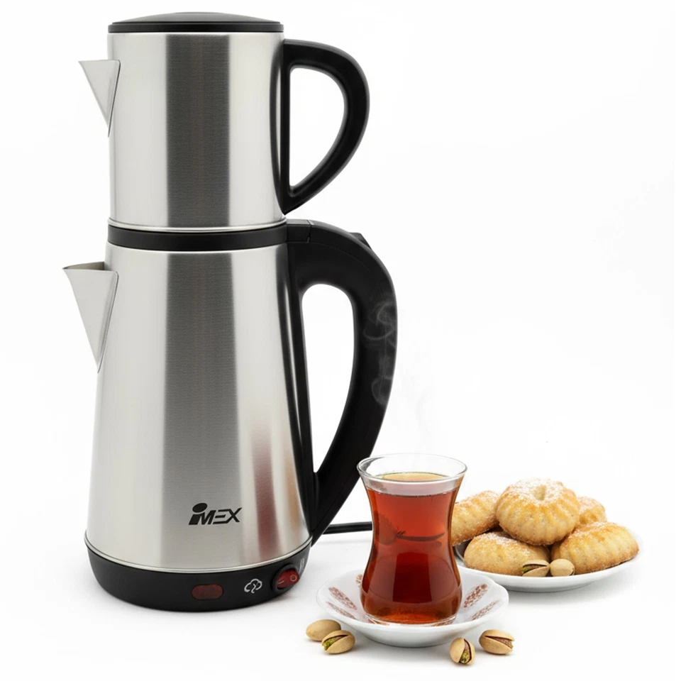 Bollitore e Teiera in Acciaio Inox Doppio Set 1.8L/0.8L 1500W 360° Senza... - Immagine 2 di 4