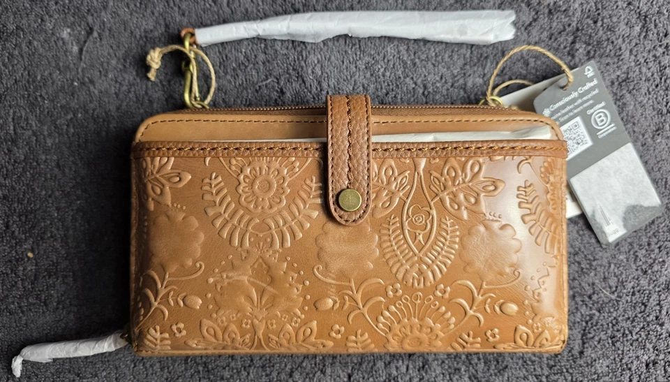The Sak Tooled Tech Leather Snap/Zip Smartphone Wallet Crossbody NWT - Image 3 of 4