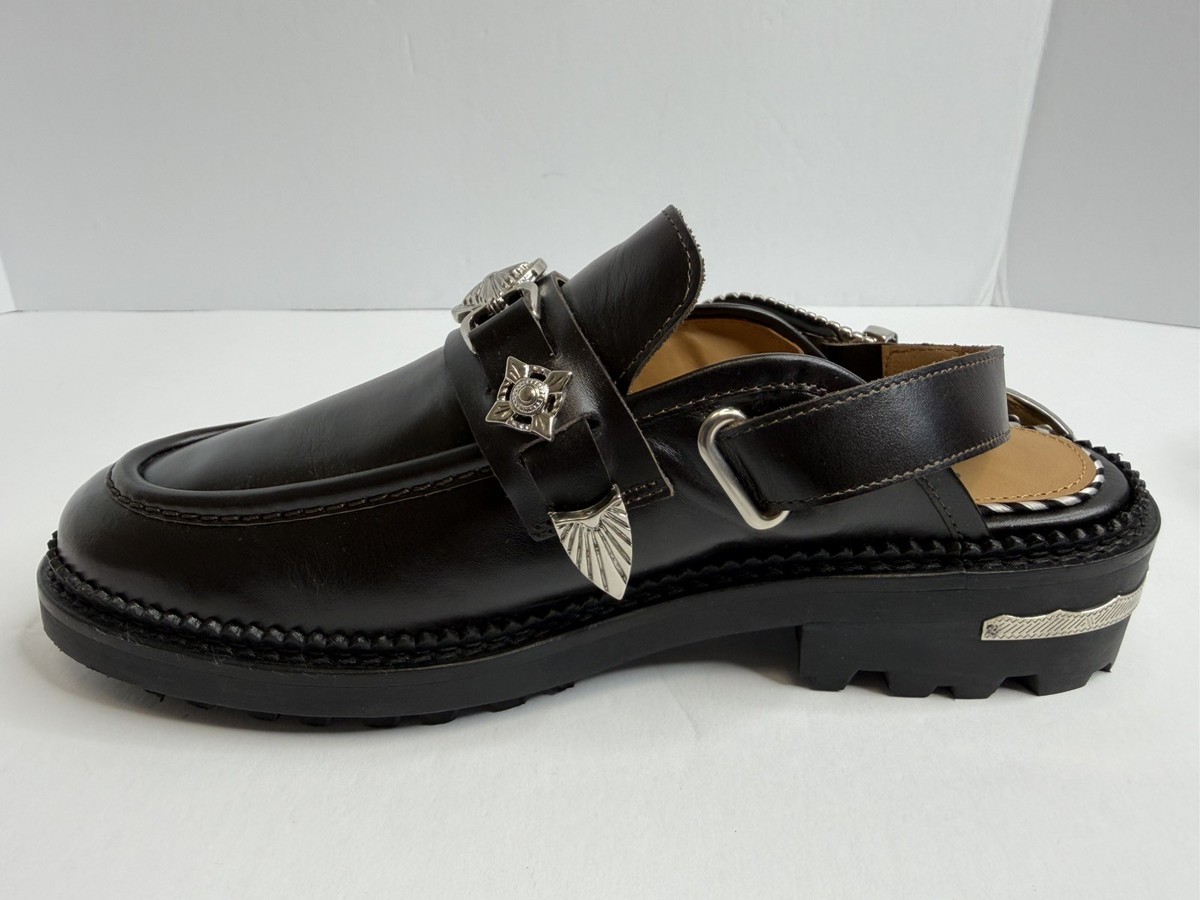 Toga Pulla Sling-Back Leather Mule Loafers Dark Brown Size 37 Made