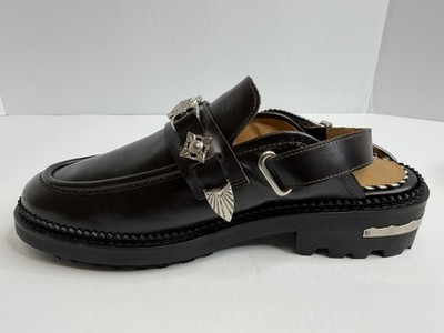 Toga Pulla Sling-Back Leather Mule Loafers Dark Brown Size 37 Made