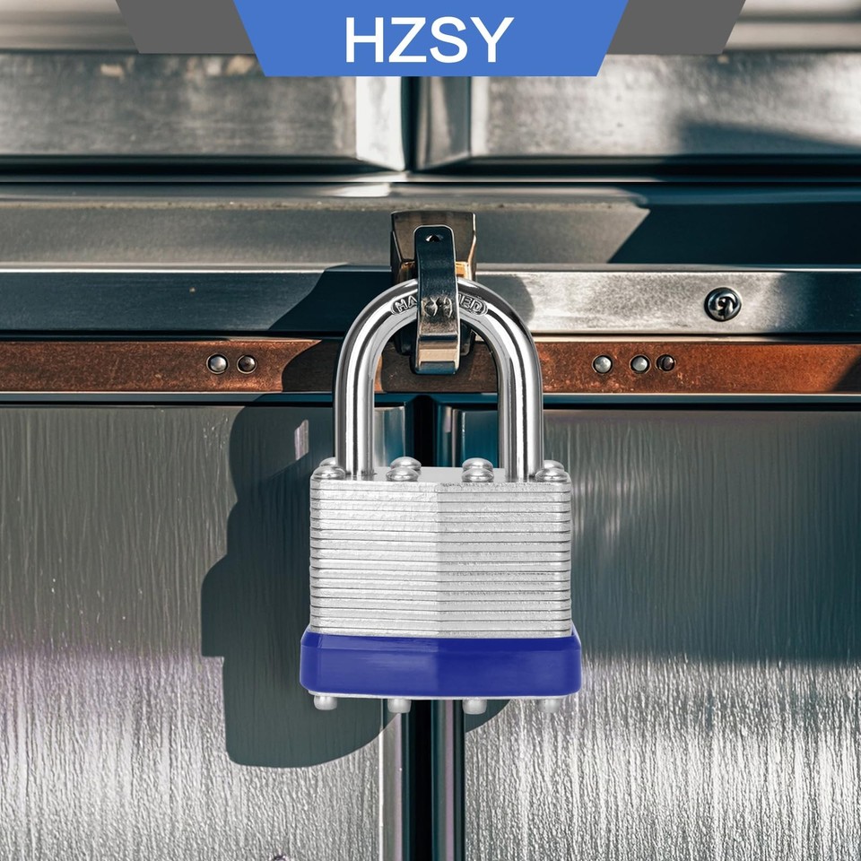 HZSY Padlocks Keyed Alike 12 Pack, Laminated Steel Padlock (1-9/16 ...