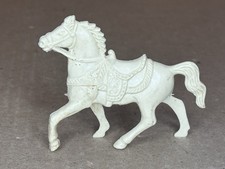 Vintage 1960's Plastic Horse White Hollow Body with Saddle and Reins - Standing
