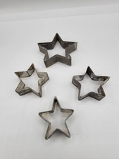 Vintage Lot of 4 Metal Cookie Cutters Various Sizes and Shapes - Set 5