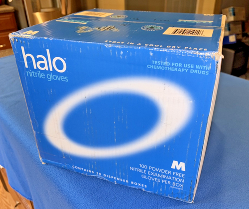 Guanti da esame in nitrile Halo taglia media 10 scatole dispenser da 100 (1.000) custodia DASH - Foto 2 di 10