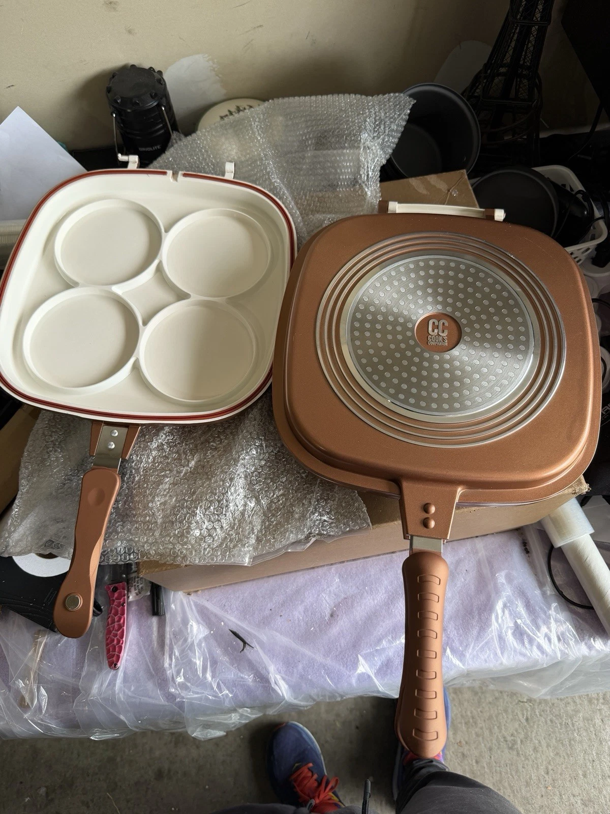 Cook’s Companion Fusion Double Grill Pan Set Copper Nonstick 2-Piece