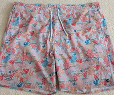 Johnnie-O Swim Surf Shorts Marta Half Elastic Drawstring Zip Fly Mens Large