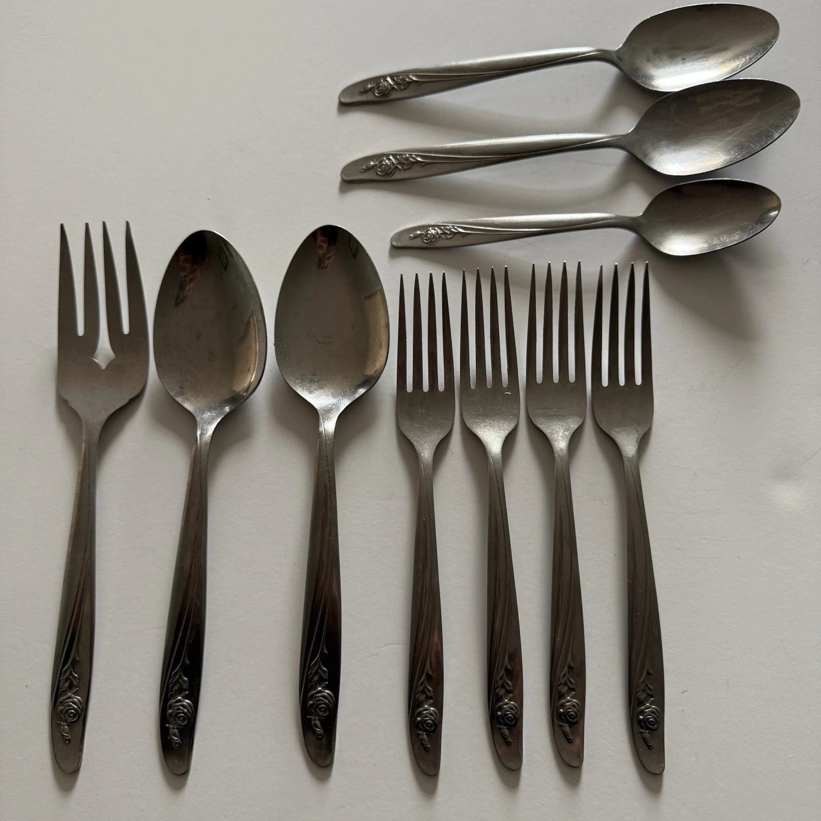 10 Oneida Stainless Pieces Rosanne Serving Replacements Stainless Glossy Flowers