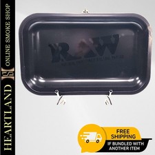 MEDIUM 11" x 7" Metal Rolling Tray  Raw Black Ghost Logo