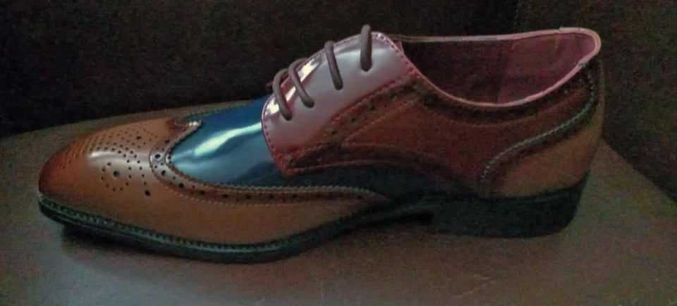 Мужские трехцветные джазовые туфли 1920-30-х годов размер 11 коричневые/черные - Изображение 2 из 3