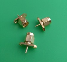  2 PCS SMA Male 2-hole 16mm Flange Panel Mount Solder Connector - USA Seller