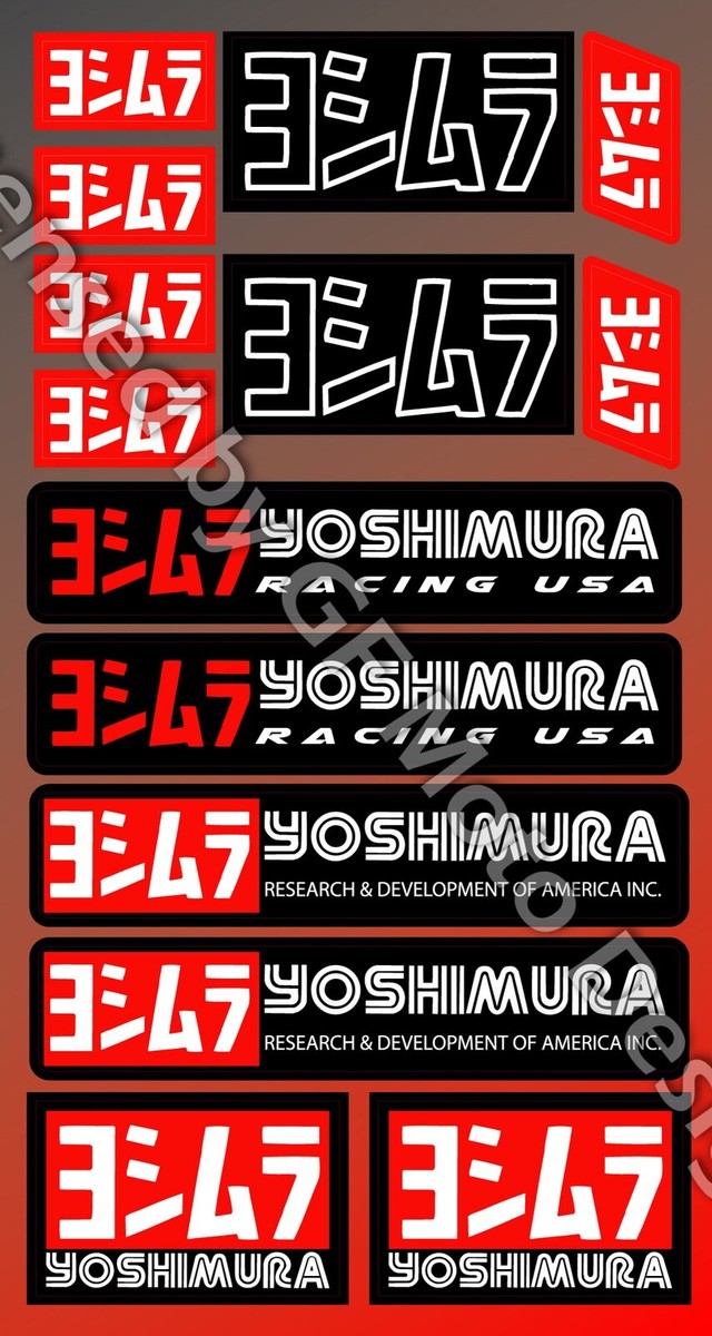 Yoshimura Metallic Exhaust Decal Set 14 Stickers Sheet