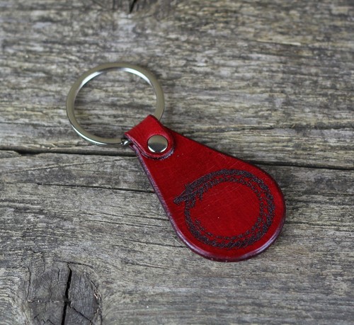 Jormungandr leather keychain, Viking key fob, Celtic key fob, Midgard serpent. - Picture 5 of 7