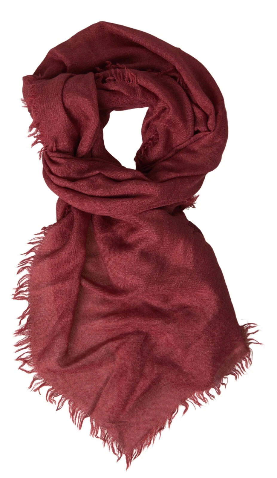 DOLCE & GABBANA Scarf Maroon Cashmere Knit Wrap Shawl Fringe 206cm x 69cm 900usd