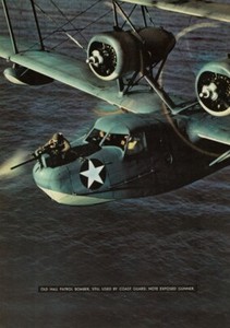 WWII Coast Guard HALL Bomber exposed gunner Fairchild UC-61A 1944 MAGAZINE PHOTO