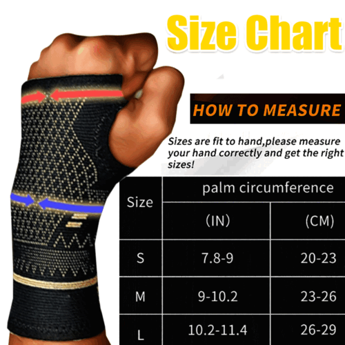 Copper Wrist Hand Support Brace Splint Carpal Tunnel Sprain Arthritis Sports SML - Picture 2 of 14