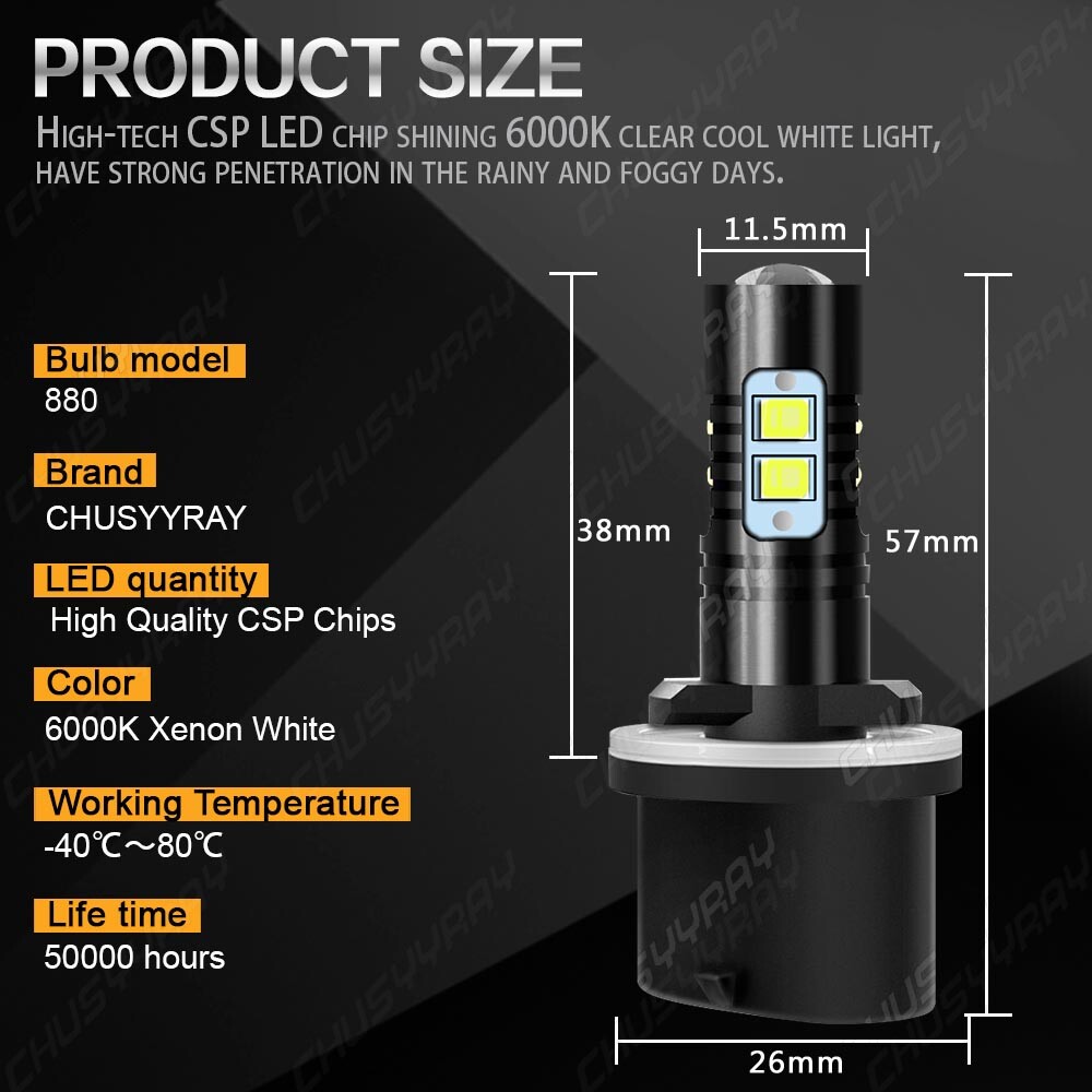880 881 LED Headlight Combo Bulbs For Arctic Cat Crossfire 800 Sno