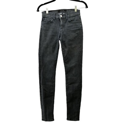 J Brand Skinny Leg Jeans Womens Size 25 Belmont Black Gray Pinstriped Low  Rise