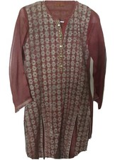 Pakistani/Indian Red OrganzyGeorgette shalwar kameez size girls Small