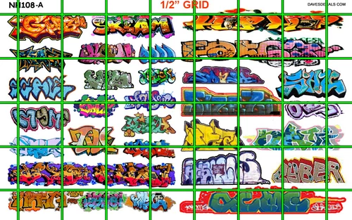 NH108 1/2 Set N SCALE MODERN GRAFFITI URBAN TAGGING for TRAINS BUILDING MORE