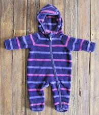 REI Infant 3 Months Winter Suit Fleece Bunting Baby Girl 3m Purple Pink Stripe