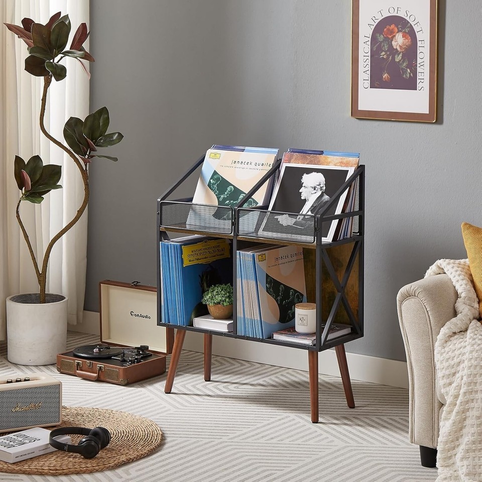 Vinyl Record Storage Shelf Holder Rack,400 LP Wooden Album