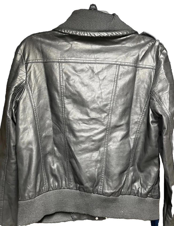 Xhilaration размер XL темно серый искусственной кожи Pleather Bomber куртка винтажный - Изображение 2 из 4