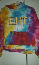 JUNIOR'S UNISEX HOODED SWEATSHIRT SZ M RAINBOW DESIGN WITH EHT ON FRONT