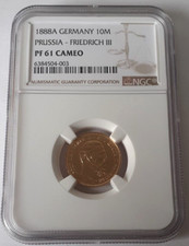 Preußen 10 Mark 1888 A NGC PF-61 CAMEO
