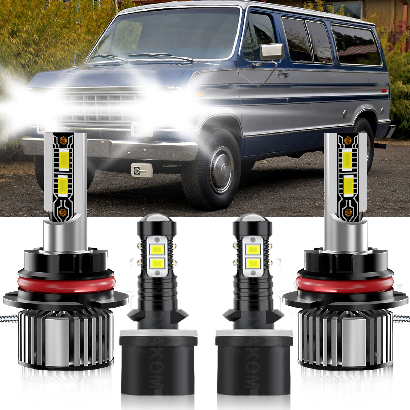 Combo LED Headlight and Fog Lights Bulbs Kit 6500K for Ford Econoline 2005-2006