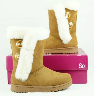 SO Abigail Women's Faux-Fur Winter Boots WOMEN'S SIZE 6 Chestnut BROWN OR BLACK