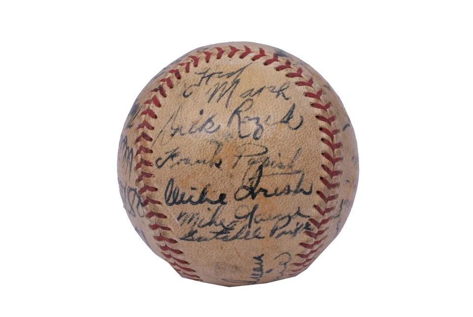 Satchel Paige 1949 Cleveland Indians Team Signed Baseball Beckett COA - Image 2 of 4