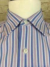 CHAPS MENS 16 34-35 Non Iron 100% Cotton Dress Shirt Oxford PURPLE STRIPED