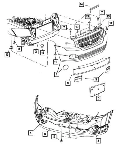 Refuerzo de parachoques delantero genuino Mopar 2007-2012 Dodge Caliber 5303764AE Foto 4 de 4