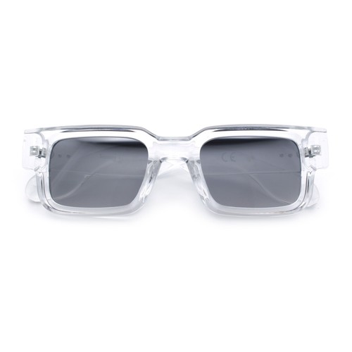 Narrow Rectangle Horn Rim Gentlmanly Thick Beveled Plastic Sunglasses - Picture 29 of 39