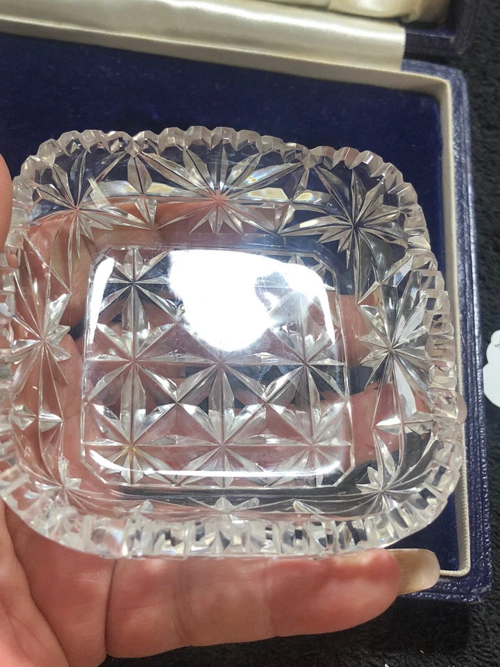 Vintage Harrod's Cut Glass Butter Dish With Silver Butter Knives Set - Image 4 of 4