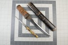 Japanese Antique Tanto Fixed Blade Knife & Scabbard & Kozuka, Damaged Handle